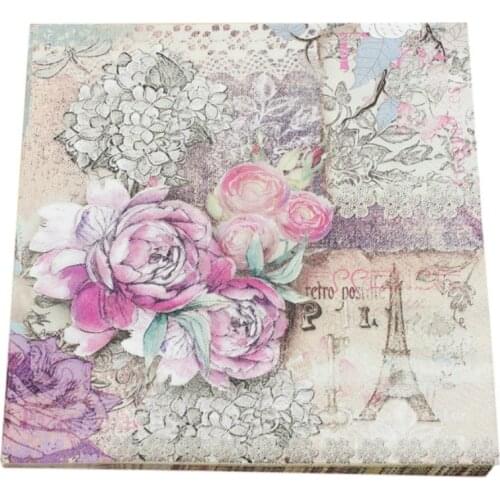 20 pcs/lot 33cm*33cm printed Feature Rose Paper Napkins For Event & Party Decoration Tissue Decoupage Servilleta
