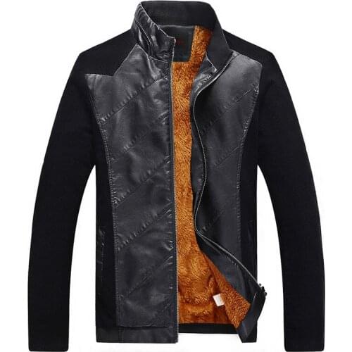 2017 Top Quality Spring&autumn Man Patchwork Leather Jacket Brand Design Fashion Men Jacket Leather Motorcycle Big Size M-5xl