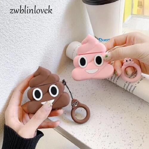 2020 3D Cute Cartoon Poop Earphone Cases Keychain For Apple Airpods 1/2 Lovely Silicone Earphone Protective Sleeve Cover Gift