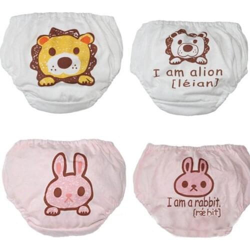 4Pcs/Lot Animal Diaper Cloth Pants Training Underwear For Toddler Girls Boys Cotton Kids Baby Childrens Clothing Panties