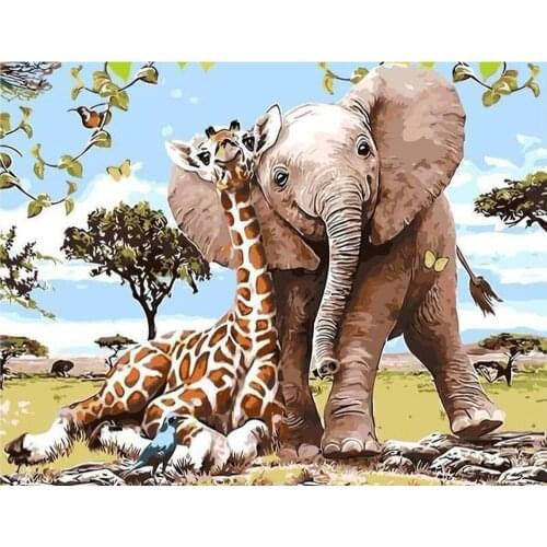5D Diamond Painting Drilling Round Animal Elephant Used to Make Mosaic Painting Home Decoration Art Craft