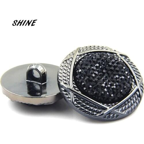 6 PCs Acrylic Sewing Buttons Scrapbooking Round Black Imitation Ore Rhinestone 25\30mm Costura Botones Decorate AC002