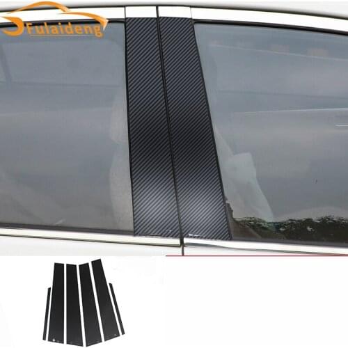 6pcs For Toyota Corolla 2014-2018 Carbon fiber TPU Door B,C Pillar Mirror Plate Molding Car Styling Accessories