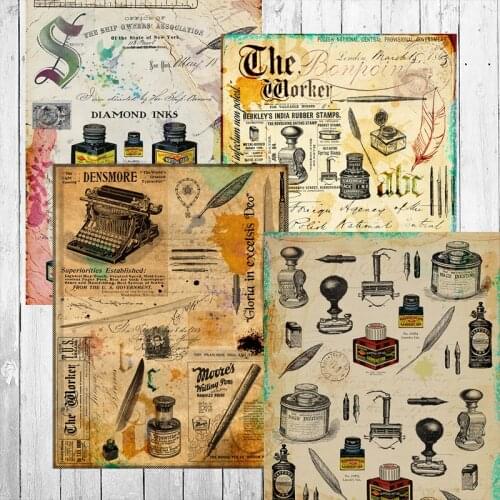 7kinds Vintage material paper DIY scrapbooking junk journal base collage gift wrapping decoration material paper