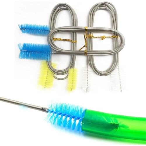 1 PCS Stainless Steel Aquarium Cleaning Brush for Water Hose Lily Pipe Air Tube Double Head Brush Fish Tank Accessories