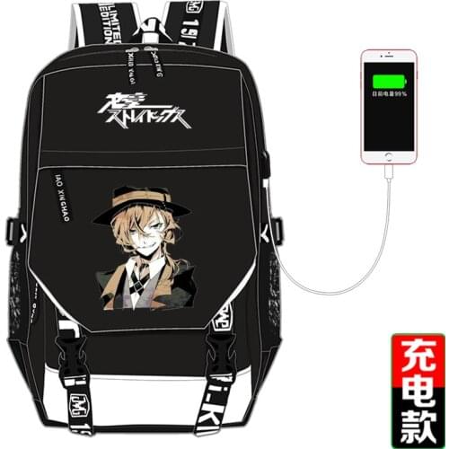 Stray Dogs Anime Backpack USB Port Rucksack Bag Teenager Student BookBags travel Laptop Bag