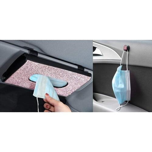 Car Tissue Holder Truck Napkin Box Shining Masks Clip Hook Mask Hanger