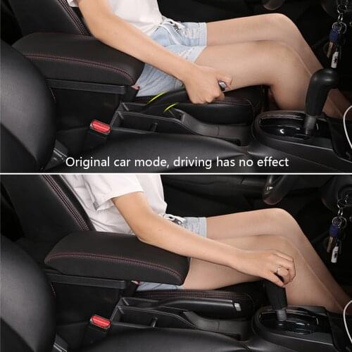 Car Armrest Box Armrests Leather Center New Double Layer Storage Box 3 USB Compatible with Peugeot 2008