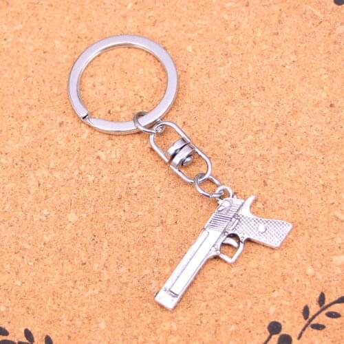 Fashion gun browning pistol Keychain Pendant Key Rings Shoulder Bag Purse Car Accessories for Women Girl Kids Gift