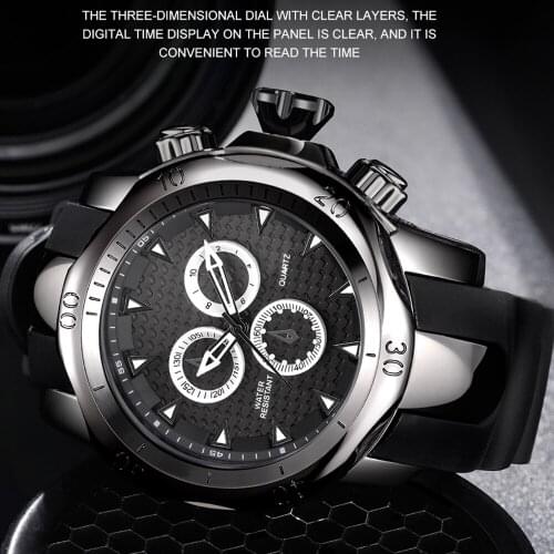 Mens Watches Full Stainless Steel Multifunctional Chronograph Quartz Watch Top Silicone strap Luxury AAA Clock Relógio masculino