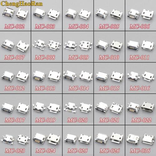 ChengHaoRan 25models 50-125PCS Micro USB Jack 5P 5pin USB Charging Socket Connector SMD DIP V8 Port Charging Data power Plug