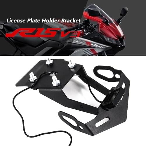Motorcycle License Plate Frame Bracket Mount Holder with LED Indicator Light for Yamaha YZF R15 V3 R 15 V3 2017 2018 2019 2020