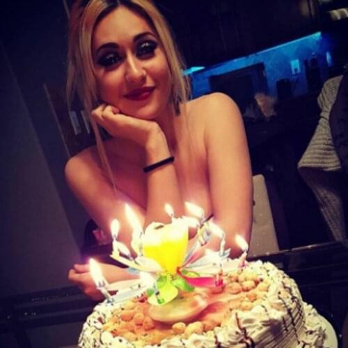 Double Lotus Music Candle Double Flower Blossom Birthday Cake Flat Rotating Electronic Rotating Lotus Candle For Kids Gift Party