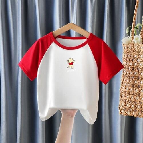 Pooh Bear Kids Tshirt New Design Baby Cotton Tops Disney Cartoon Printing Clothing Toddler Fashion T-shirt Cute Children Clothes