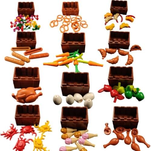 MOC City Food Fruit Crab Shrimp Chickens Kitchen Utensils Compatible With Classic Educational Building Block Toys Sets For Citys