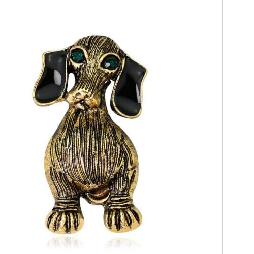 HC Fashion Handmade Zinc Alloy Dog Women Brooches Pin Cloth Accessories Cute Cartoon Dog Girl Kids Jewelry Childrens Day Gift F