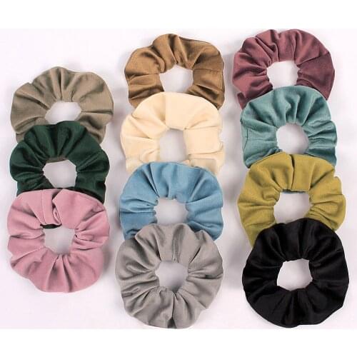 Brand Quality Women Soft Fabric Chouchou Hair Ties Solid Color Fluffy Large Scrunches Lady Winter Hairband Schrunchy For Girls