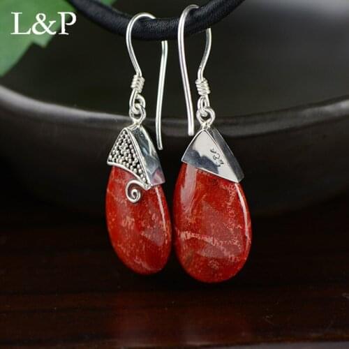 L&P Water Drop Genuine Gemstone Drop Earrings 925 Sterling Silver Fine Jewelry For Women best gift