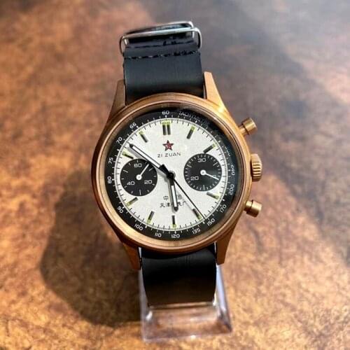 Bronze 1963 Watch 40mm Sapphire Mirror and Acrylic Mirror Air Force 1963 Chronograph Military Tough Guy Star Brand Men Watches