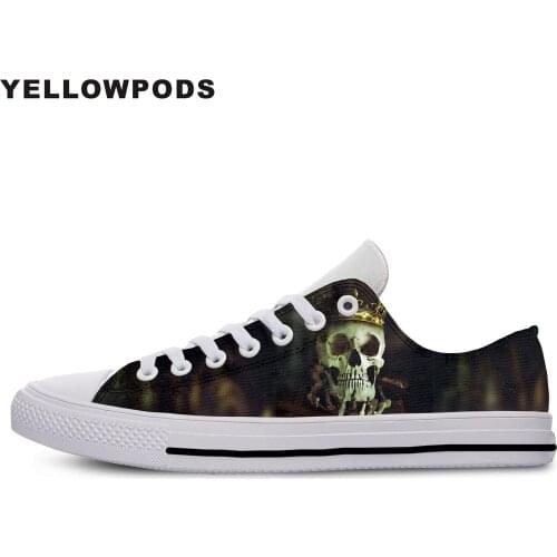 New Canvas Men Casual Shoes 2019 3D Fashion Metal Crown 3d Skull Print High Quality Hip Hop Lightweight Off White Shoes Man