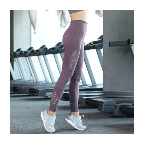 2019 New Quick Dry Mesh Sport Leggings Tights Woman Sports Fitness Yoga Pants High Waist Hip Sport Pants Womens Gym Nine Pants