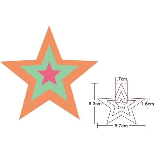 Three-piece five-pointed star 2021 new metal tailoring scrapbook photo album card making embossing template cake decoration mold