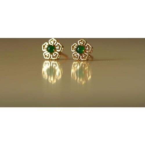 Original design craftsmanship green peach blossom chalcedony crystal earrings elegant luxury charm womens brand silver jewelry