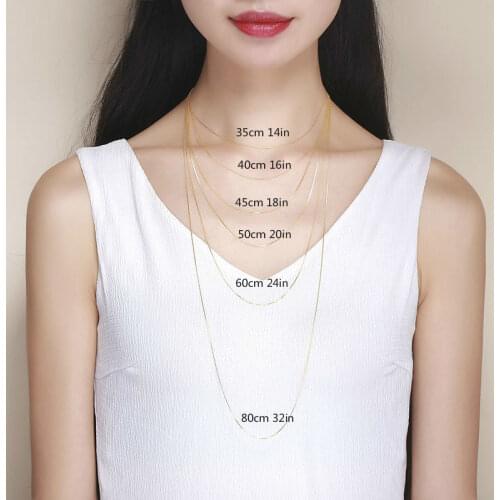 35cm-80cm Tiny Real 925 Sterling Silver Gold Color Slim Box Chain Necklace Womens Kids Girls Kids Mens Jewelry Kolye Collares