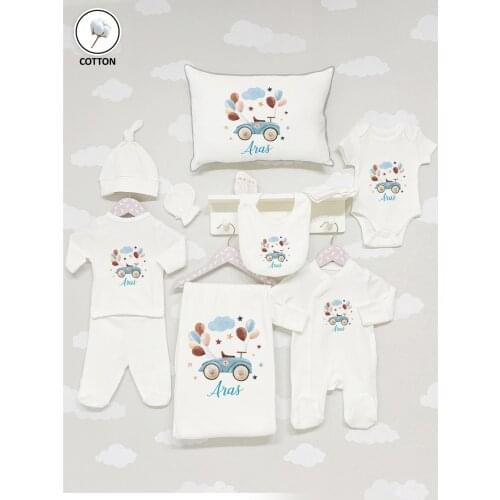 Personalized Newborn Infant Baby Boy Girl Bodysuit Romper Stomper Newborn Baby Girl Boy Clothes Car Balloon Cloud Onesie