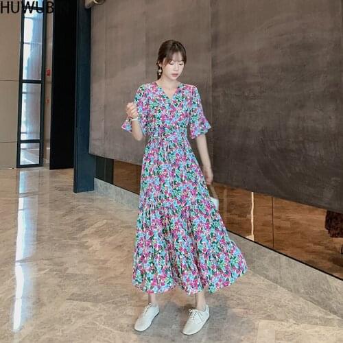 Summer New Chic French V-Neck High-End Dress Womens Long Retro Niche Skirt Show Thin Temperament Floral Fashion Dress