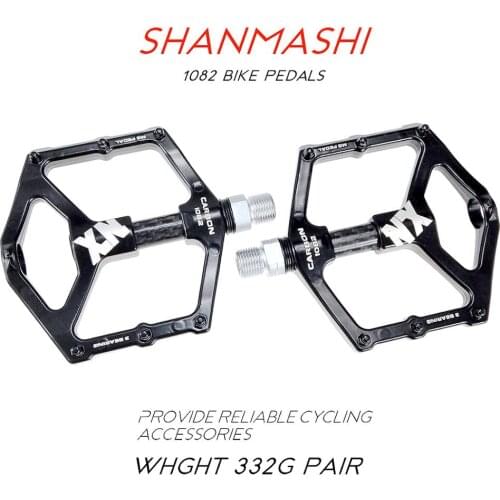 SHANMASHI MTB Mountain Road Bicycle Fiber Pedal Cleats Flat Pegs Aluminum Alloy Sealed 3 Bearing Ultralight Cycling Bike Pedals
