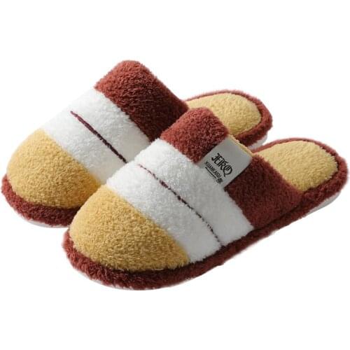 TZLDN Womens Winter Indoor Warm Flat Shoes simple cotton slippers Home Bedroom simple home cotton Soft Bottom Slippers