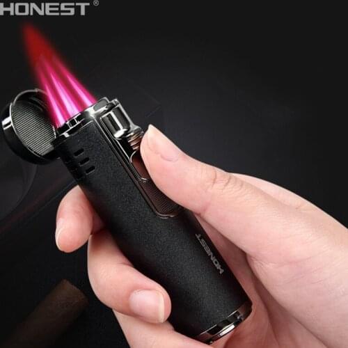 Windproof Torch Jet Lighter Spray Gun Turbo Gas 1300 C Metal Four Nozzles Butane Cigar Cigarettes Lighters Smoking Accessories