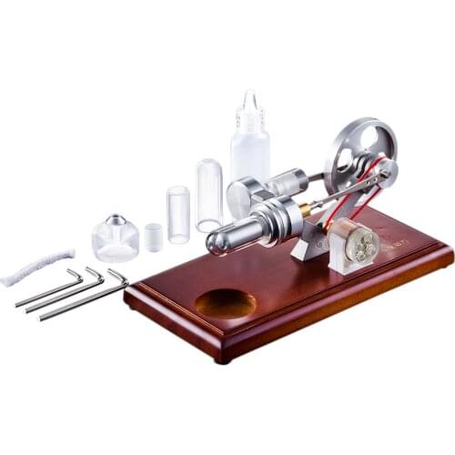 High Quality DIY Stirling Engine 4Pcs LED Light Brown Solid Wood Baseplate Stem Toy Steam Learning Model Toys For Children