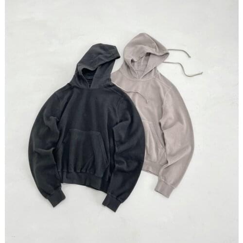 High Quality Black/Taupe Inside Out Hoodie Reversed Terry Spliced Pullover Autumn Kanye Streetwear