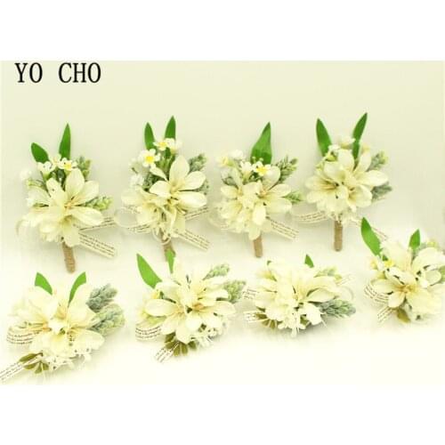 YO CHO Exquisite Chaste Gardenia DIY Craft Supplies Wedding Decor Wrist Corsage Flowers Bride Bridesmaid Hand Hat Flowers Prom