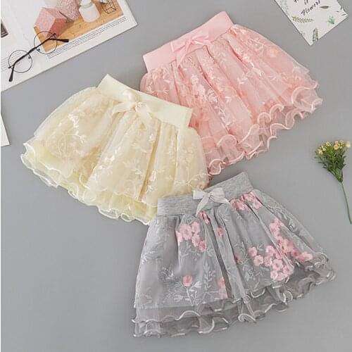 Baby girls tutu skirts mini fashion princess performance dancing children skirt ball gown embroidery floral skirts
