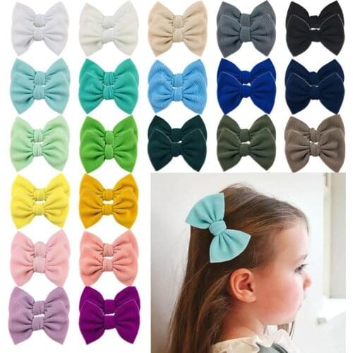 28Pcs/28Pairs Chic 5.5'' Large Bullet Waffle Fabirc Bows Hairpins For Baby Girls New Kids Barrette DIY Women Hair Accessories
