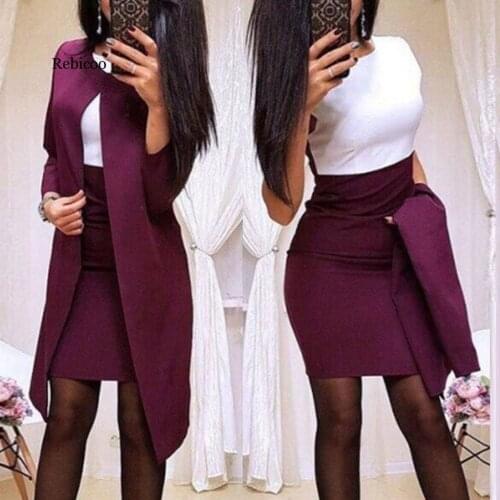 Blazer Crop Tops Belt Mini Skirt Suit Autumn Office Work 2 Two Piece Set Women V Neck Sexy Streetwear Chic Blazer Suit