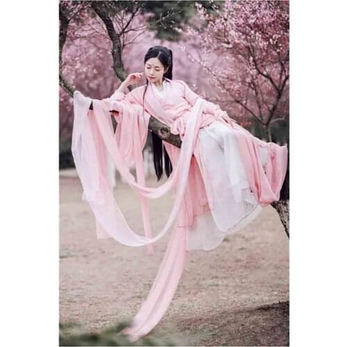 Hanfu Women Chinese Traditional Dress Cosplay Costume Hanfu Women Summer Pink Red White Dress Fancy Dress For Lady Plus Size