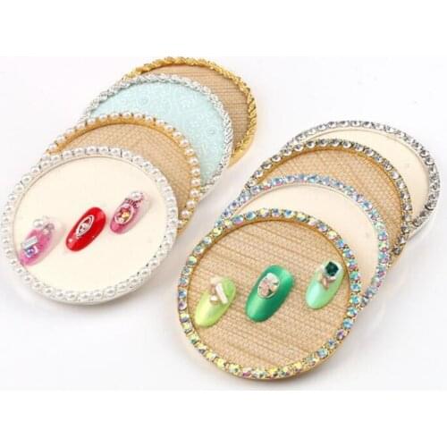 1pc Round nail art display False Nail Tips board plate Polish Acrylic Decoration frame shower