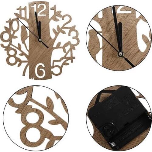1 Pcs 22cm Big Creative Wooden Tree Wall Clock Wood Work Study Room Office Bedroom Living Room Home Decor