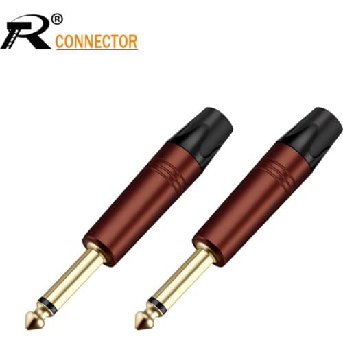 10pcs Unbalance Jack 6.35mm mono sophomore core 6.35 amplifier microphone plug 6.35mm jack plug 6.5mm wire connector