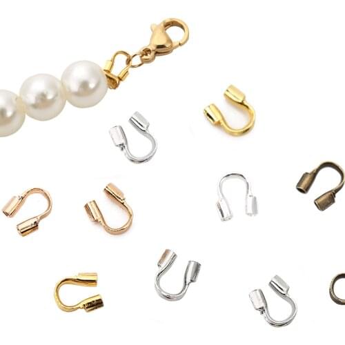 100pcs Copper Metal End Clasps For Beading Thread Wire Bracelet Gold Color Clasps Hooks Connectors Diy Necklace Jewelry Findings