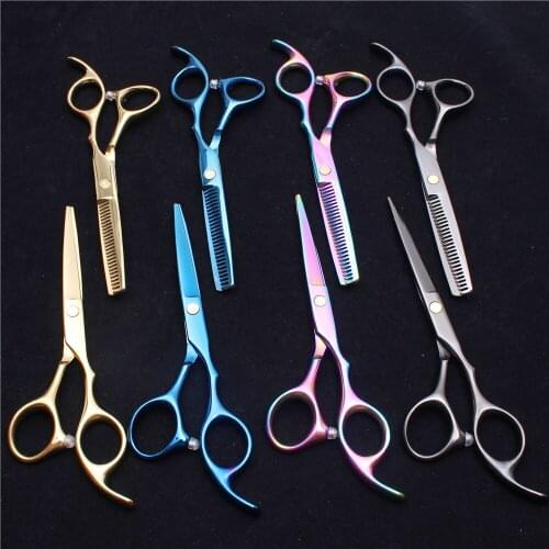 2Pcs 5.5 inch 16cm Engraving Logo Haircut Scissors Cutting / Thinning Scissors Professional Hair Scissors Hairdresser tool