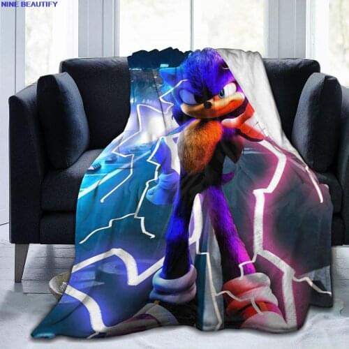 2021 Sonic Sherpa Blanket Bedspread Velvet Plush Soft Comfortable Home Camping Aircraft Blanket