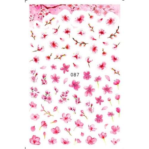 3D Nail Sticker Peach Blossom Slider Nails Art Decoration Wraps Decals Cute Design Adhesive Manicure Tips Stickers Pegatina