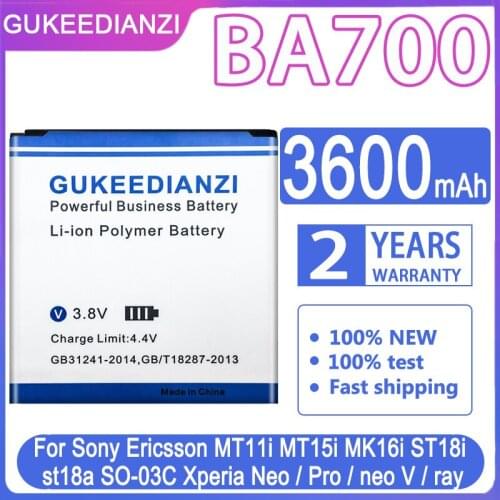 GUKEEDIANZI Battery BA700 3600mAh For Sony Ericsson MT11i MT15i MK16i ST18i st18a SO-03C Xperia Neo / Pro / neo V / ray