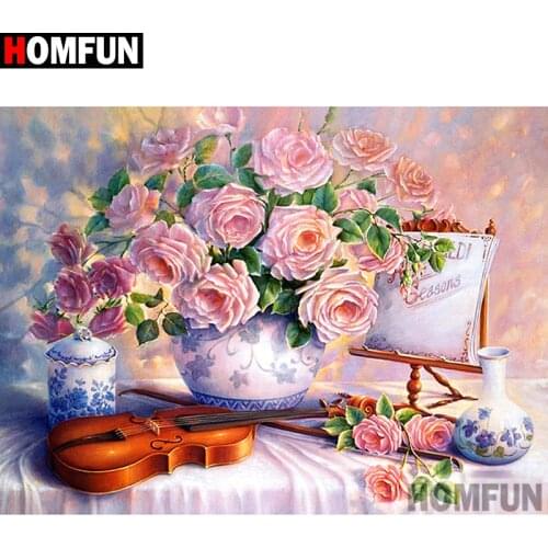 HOMFUN Full Square/Round Drill 5D DIY Diamond Painting "flower" Embroidery Cross Stitch 5D Home Decor A01435