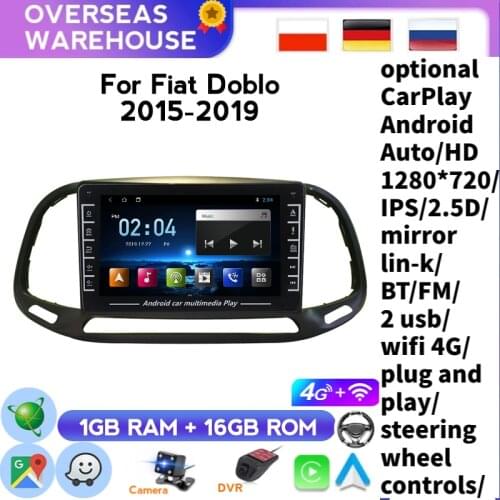 For FIAT DOBLO 2015-2019 8Inch 2 Din Android Smart Multimedia Player Wifi Navigation GPS Autoradio Head Unit Car Stereo steering